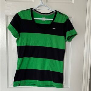 Nike Black and Green Striped Tee (large)